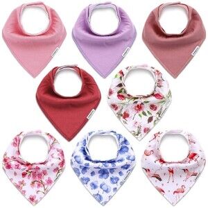 8 Pack of New Floral Bandana Bibs for Baby Girls